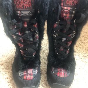 NWOT!  COACH Winter Boots with Rabbit Fur